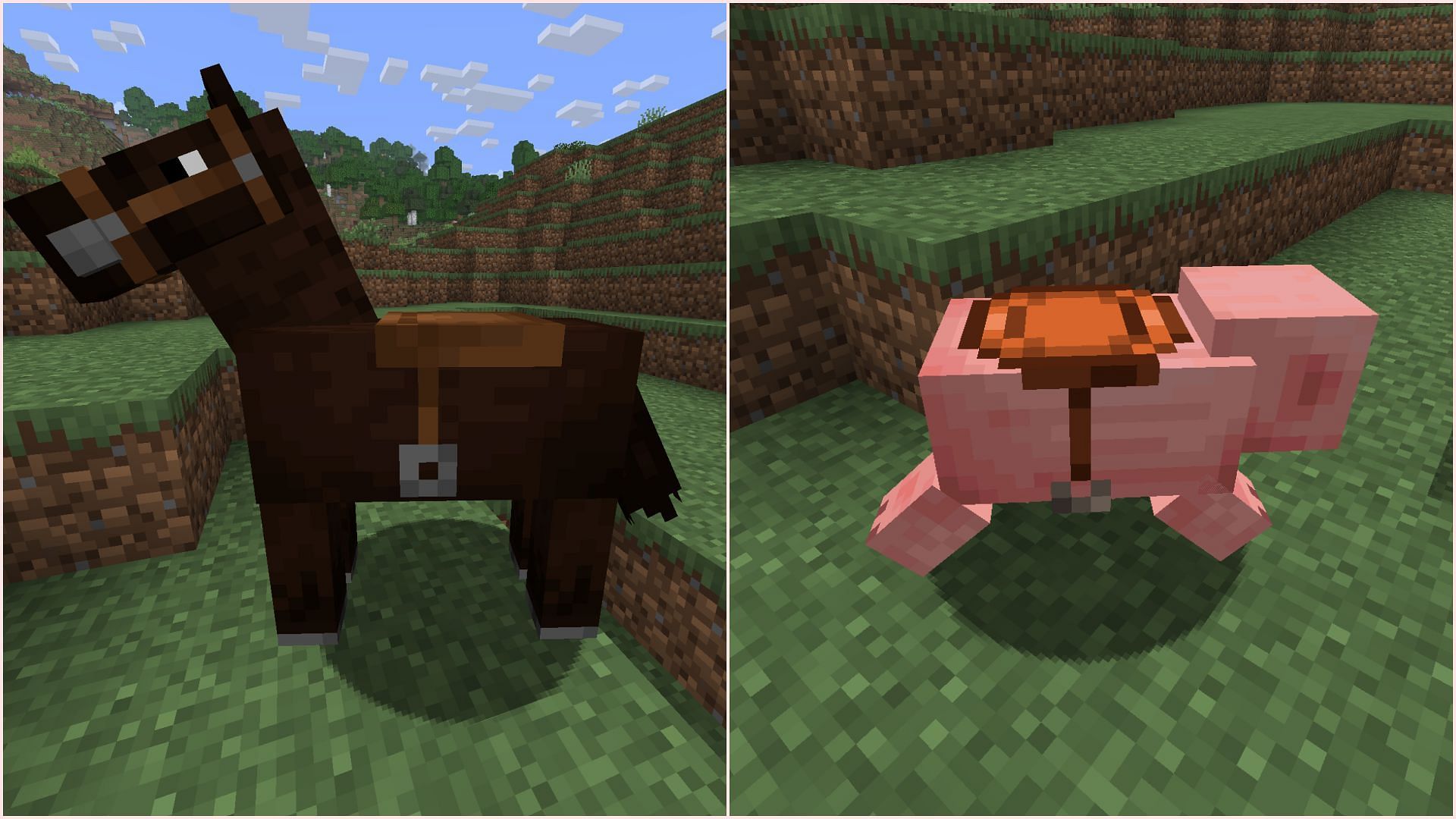 Saddle can be placed on any rideable mob (Image via Sportskeeda Gaming || Mojang Studios)